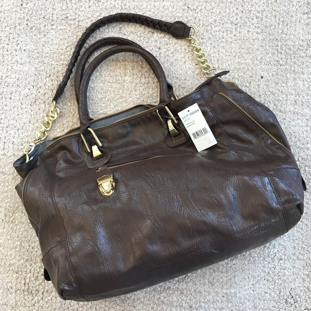 Steve Madden Chocolate Vegan Leather Satchel
